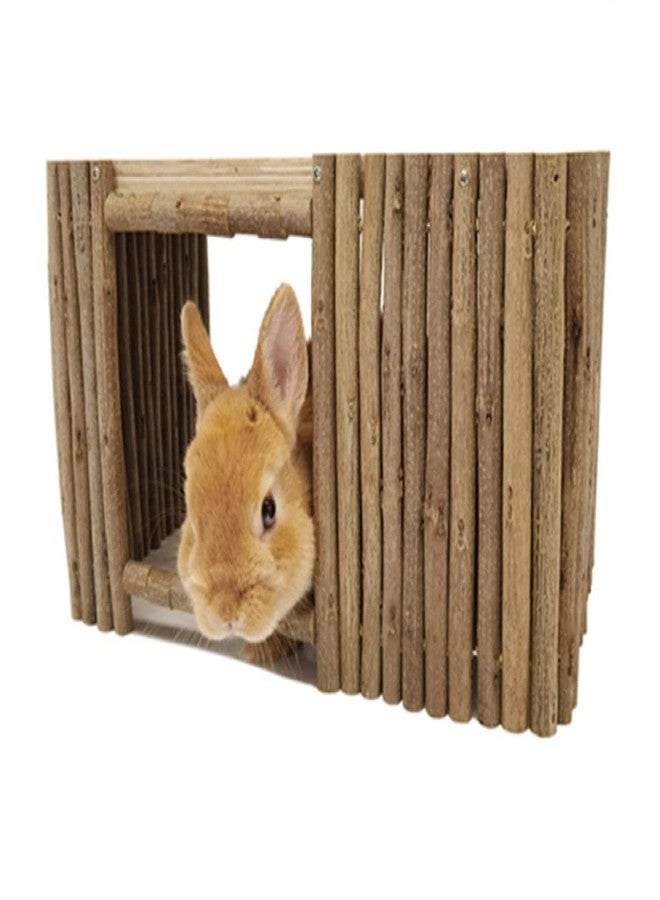 Barn Eleven Large Wooden Rabbit Nest Bunny House and Hideouts Small Animal Play Hideaway Hut for Indoor Adult Rabbit Guinea Pig Chinchilla Habitat (Rectangle) - Image 1